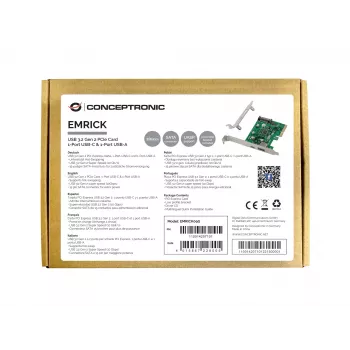 Conceptronic EMRICK Κάρτα PCIe USB 3.2 Gen 2, 1-Θύρα USB-C & 1-Θύρα USB-A