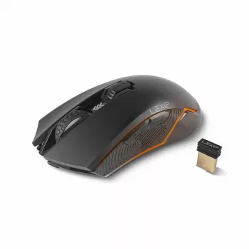 Lexip Ar18 – Ασύρματο ποντίκι gaming με κεραμικά pads ολίσθησης, σχεδίαση για δεξιόχειρες, οπτικό, RF Wireless + USB Type-A, 4800 DPI, μαύρο