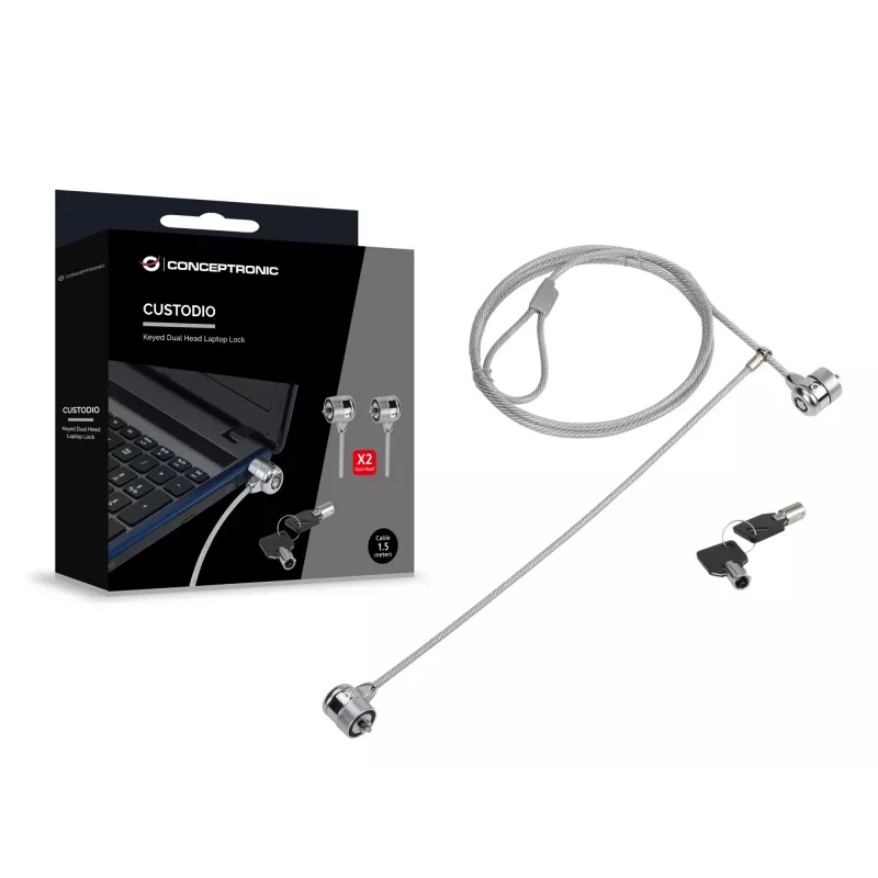 Κλείδωμα laptop Conceptronic CNBSLOCK15T 1,5 m Ασημί 2 κλειδιά