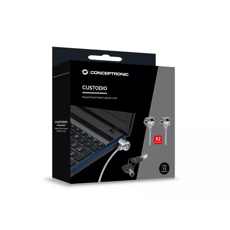 Κλείδωμα laptop Conceptronic CNBSLOCK15T 1,5 m Ασημί 2 κλειδιά