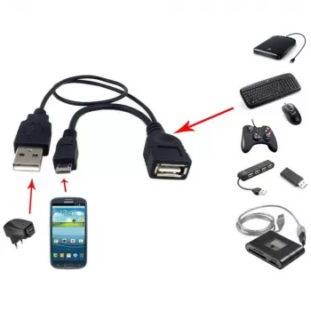 Techly Καλώδιο USB 2.0 OTG A F Micro USB M με USB 30cm Μαύρο ICOC MUSB-MC2