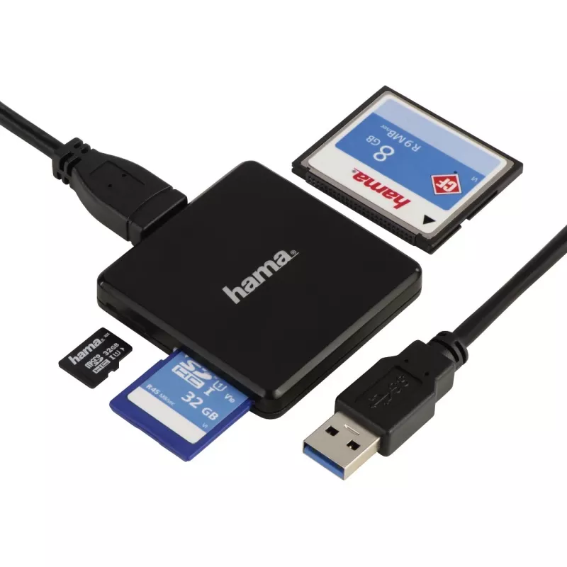 Hama 00124156 Αναγνώστης καρτών USB 3.2 Gen 1 (3.1 Gen 1) Type-A Μαύρο