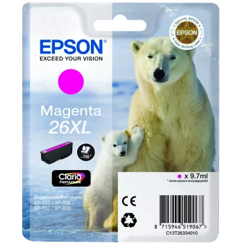 Epson Polar bear Ατομική συσκευασία Magenta 26XL Claria Premium Ink, Υψηλή (XL) απόδοση, Magenta, Χρωστική μελάνη, 1 τεμ.