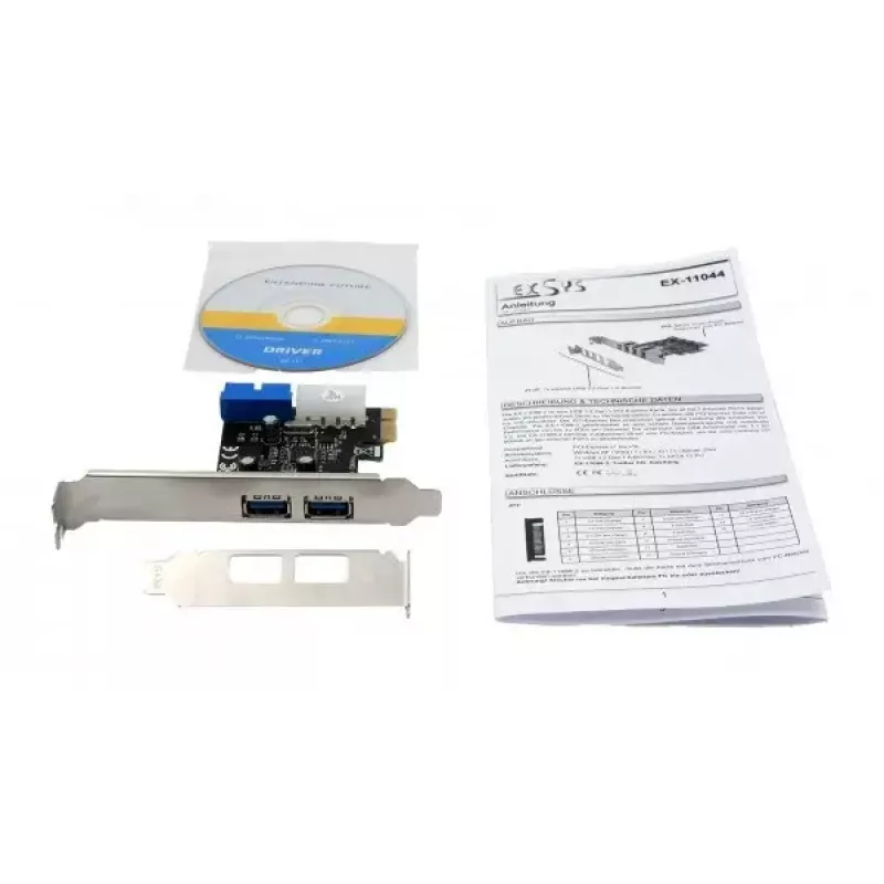 EXSYS EX-11049 Εσωτερικός προσαρμογέας USB 3.2 Gen 1 PCIe Μαύρο Ασημί