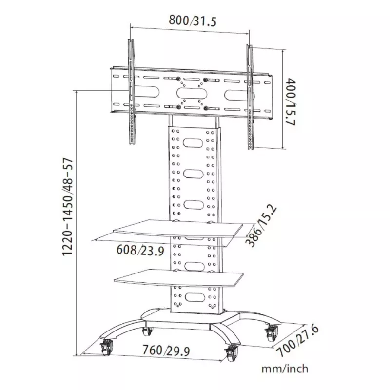 Techly ICA-TR8 Βάση οθόνης signage 177,8 cm (70 ίντσες) Μαύρο