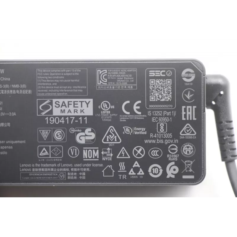 Lenovo 5A10W86261 Τροφοδοτικό εσωτερικού χώρου 65 W Μαύρο