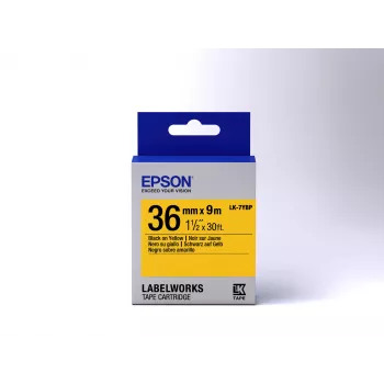 Epson Κασέτα ετικετών Pastel LK-7YBP Μαύρο/Κίτρινο 36mm (9m), Μαύρο σε κίτρινο, Ιαπωνία, LabelWorks LW-1000P, LW-900P, 3,6 cm, 9 m, 1 τεμ.