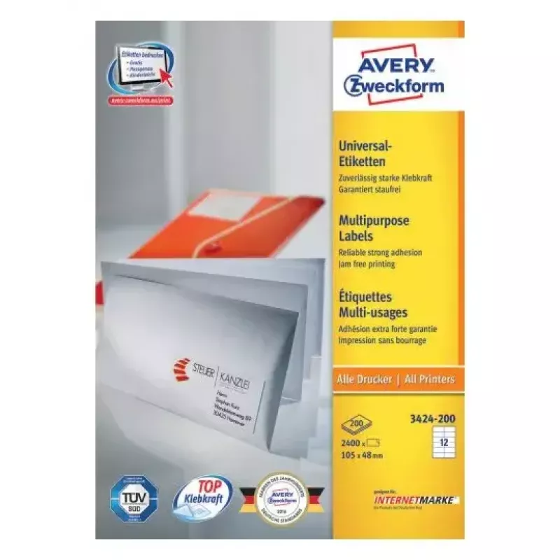 Αυτοκόλλητη ετικέτα Ορθογώνια AVERY 3424-200