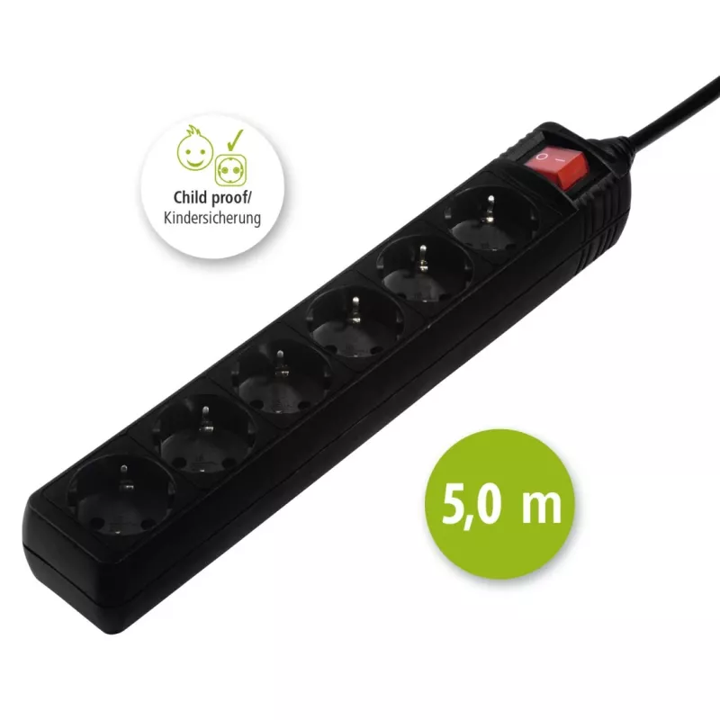 Hama 137266 Πολύπριζο 6 Έξοδοι AC Εσωτερικού χώρου Μαύρο