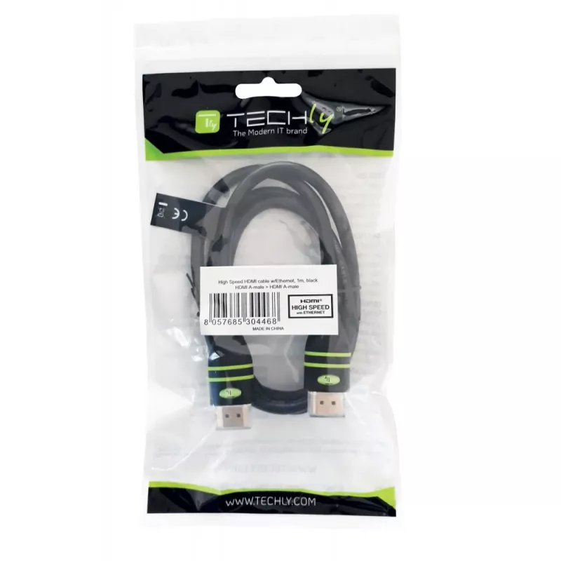 Techly 0,5 m καλώδιο High-Speed-HDMI με Ethernet A/A M/M μαύρο ICOC HDMI-4-005