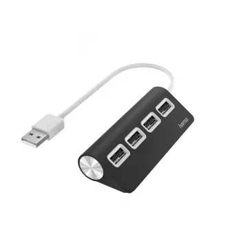Hama Διανομέας USB, 4 θύρες, USB 2.0, 480 Mbit/s, μαύρο