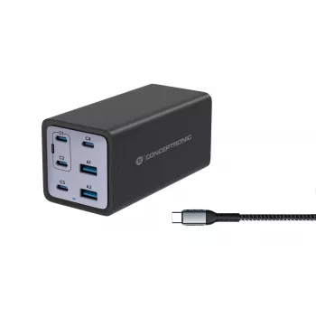 Conceptronic φορτιστής 6 θυρών 200W GaN USB PD με καλώδιο USB-C, USB-C x 4, USB-A x 2, QC 3.0, PD 3.1, PPS