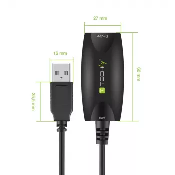 Techly SuperSpeed USB3.0 Ενεργό καλώδιο επέκτασης 5m Μαύρο ICUR3050