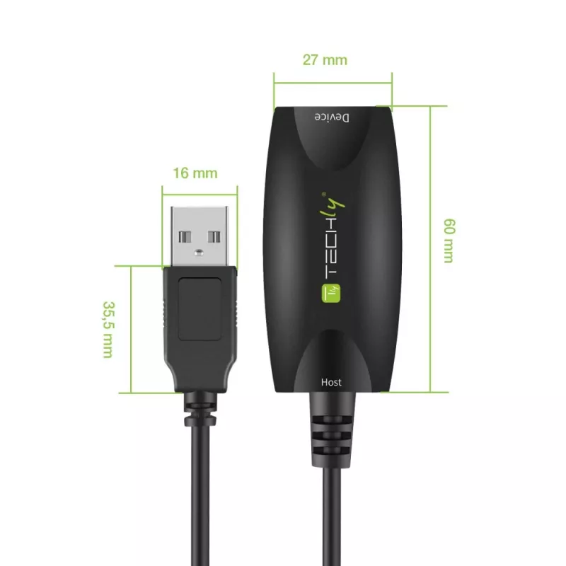 Techly SuperSpeed USB3.0 Ενεργό καλώδιο επέκτασης 5m Μαύρο ICUR3050