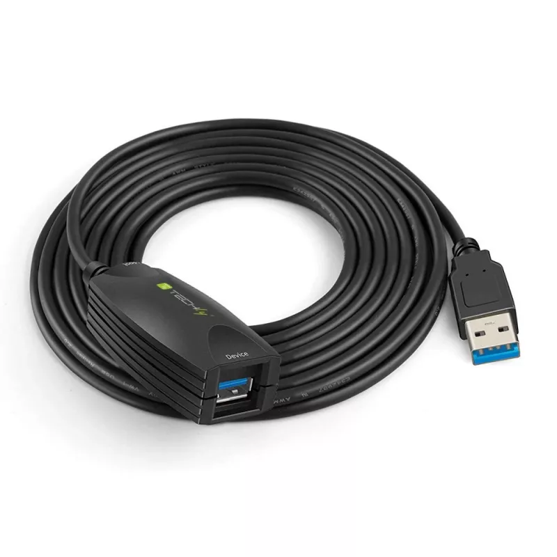 Techly SuperSpeed USB3.0 Ενεργό καλώδιο επέκτασης 5m Μαύρο ICUR3050