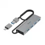 Hama 00200138 Hub διασύνδεσης USB 3.2 Gen 1 (3.1 Gen 1) Type-A + Type-C 5000 Mbit/s Ανθρακί, Γκρι