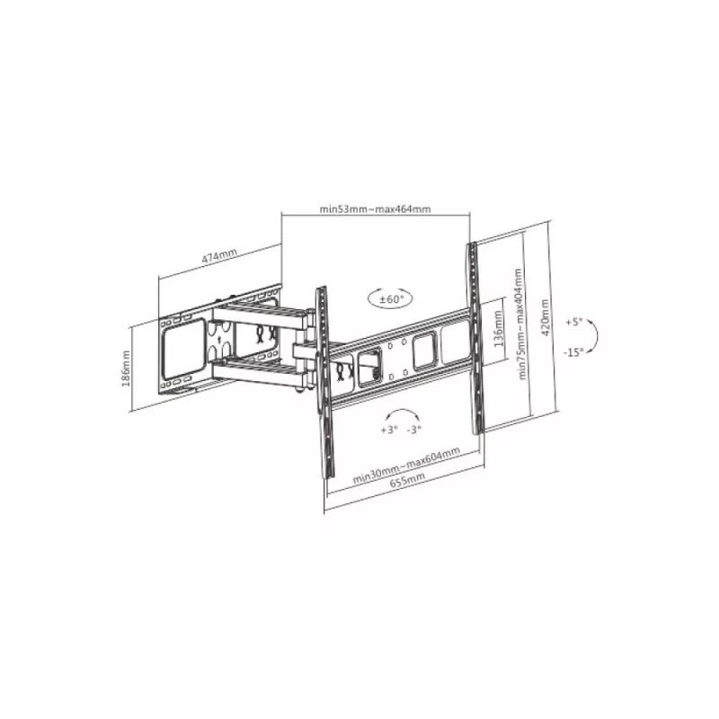 Techly ICA-PLB 344LTY Βάση τοίχου TV 177,8 cm (70 ίντσες) μαύρο