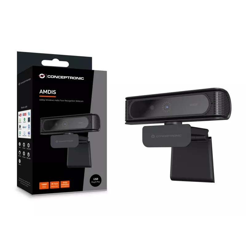 Conceptronic AMDIS09B 1080p Windows Hello Webcam αναγνώρισης προσώπου