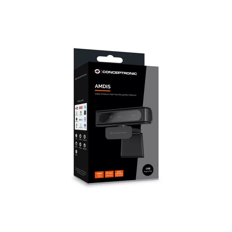 Conceptronic AMDIS09B 1080p Windows Hello Webcam αναγνώρισης προσώπου
