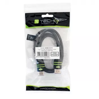 Techly 1m Καλώδιο High Speed HDMI με Ethernet A/A Α/Α Μαύρο ICOC HDMI-4-010