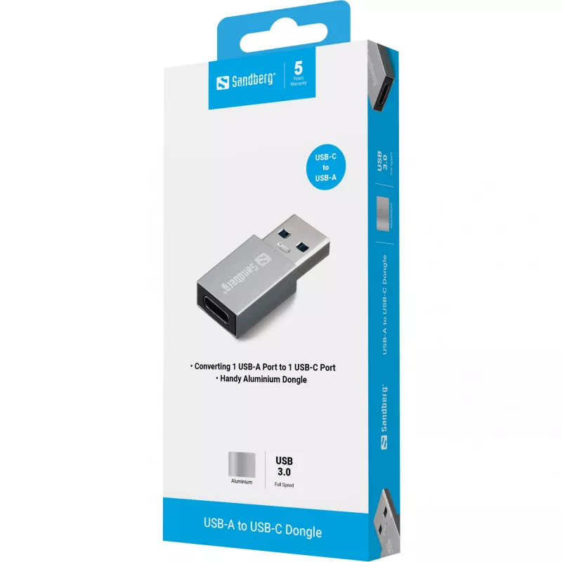 Sandberg USB-A σε USB-C Dongle, USB-A, USB-C, Αλουμίνιο