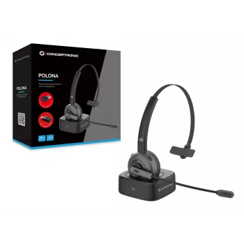 Conceptronic POLONA Ασύρματο headset Bluetooth με σταθμό φόρτισης & αντάπτορα ήχου Bluetooth USB-A