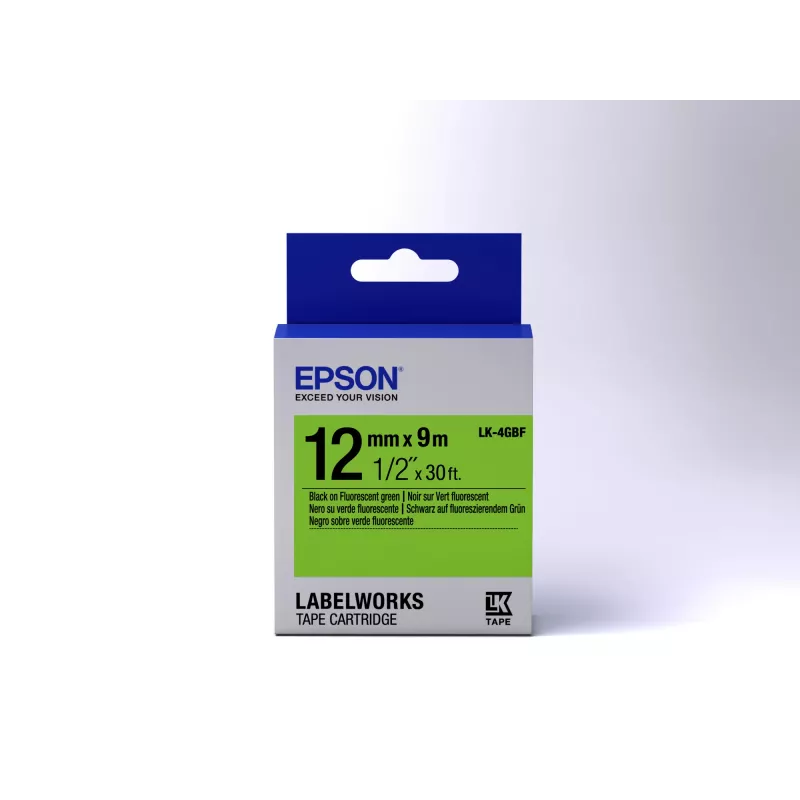 Epson κασέτα ετικετών Fluorescent LK-4GBF μαύρο/πράσινο 12mm (9m)
