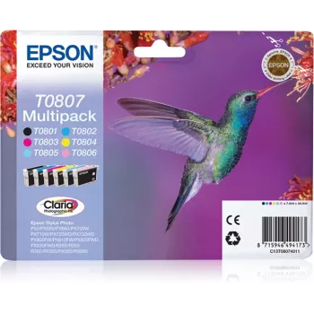 Epson Hummingbird πολυσυσκευασία 6 χρωμάτων T0807 μελάνι Claria Photo