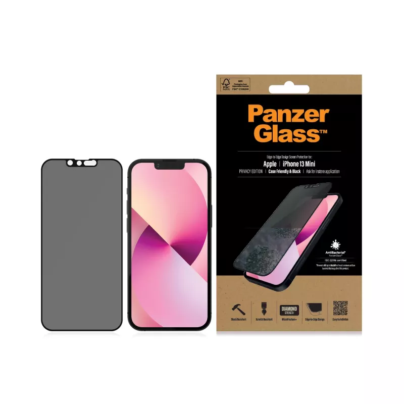 PanzerGlass Privacy Screen Protector Apple iPhone 13 Mini Edge-to-Edge ανθεκτικό σε γρατσουνιές και χτυπήματα