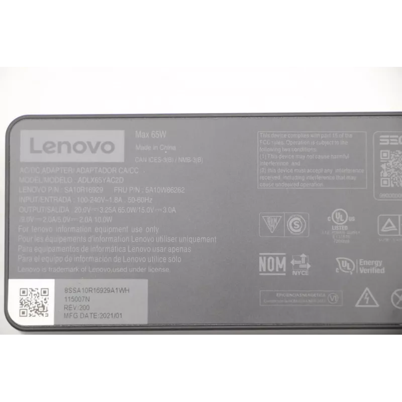 Lenovo 5A10W86262 τροφοδοτικό εσωτερικού χώρου 65 W μαύρο