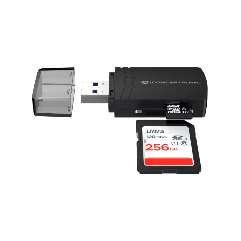 Conceptronic BIAN06B αναγνώστης καρτών SD TF/MicroSD 4.0, UHS-II, USB 3.0, 5 Gbit/s