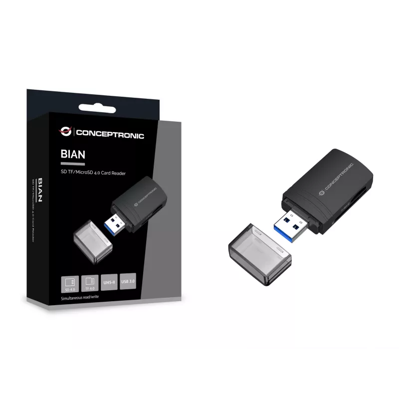 Conceptronic BIAN06B αναγνώστης καρτών SD TF/MicroSD 4.0, UHS-II, USB 3.0, 5 Gbit/s