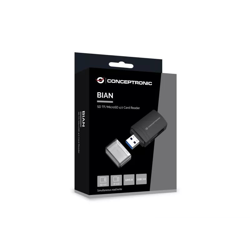 Conceptronic BIAN06B αναγνώστης καρτών SD TF/MicroSD 4.0, UHS-II, USB 3.0, 5 Gbit/s