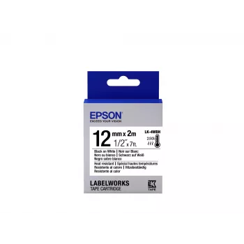 Κασέτα ετικετών Epson ανθεκτική στη θερμότητα LK-4WBH Μαύρο/Λευκό 12mm (2m)
