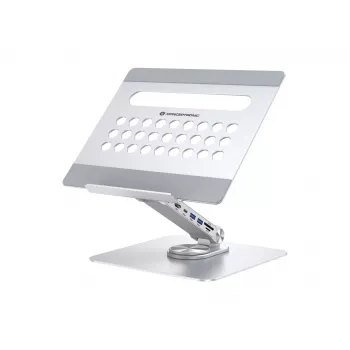 Conceptronic DONN27G, Βάση φορητού υπολογιστή, Ασημί, Αλουμίνιο, 360°, USB 3.2 Gen 1 (3.1 Gen 1) Type-C, 5000 Mbit/s