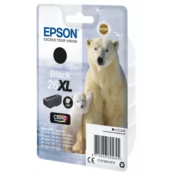 Epson Singlepack Μαύρο 26XL Claria Premium Ink, υψηλή (XL) απόδοση, Μαύρο, πιγμεντοποιημένο μελάνι, 12,2 ml, 1 τεμ., 500 σελίδες