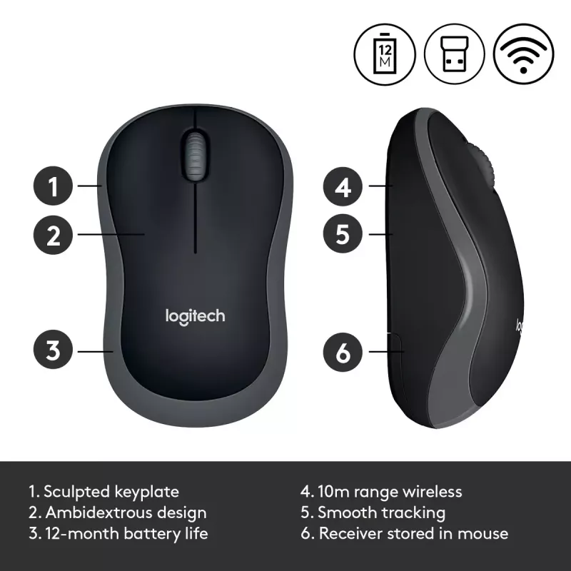 Ποντίκι Logitech M185 Swift Wireless Γκρι