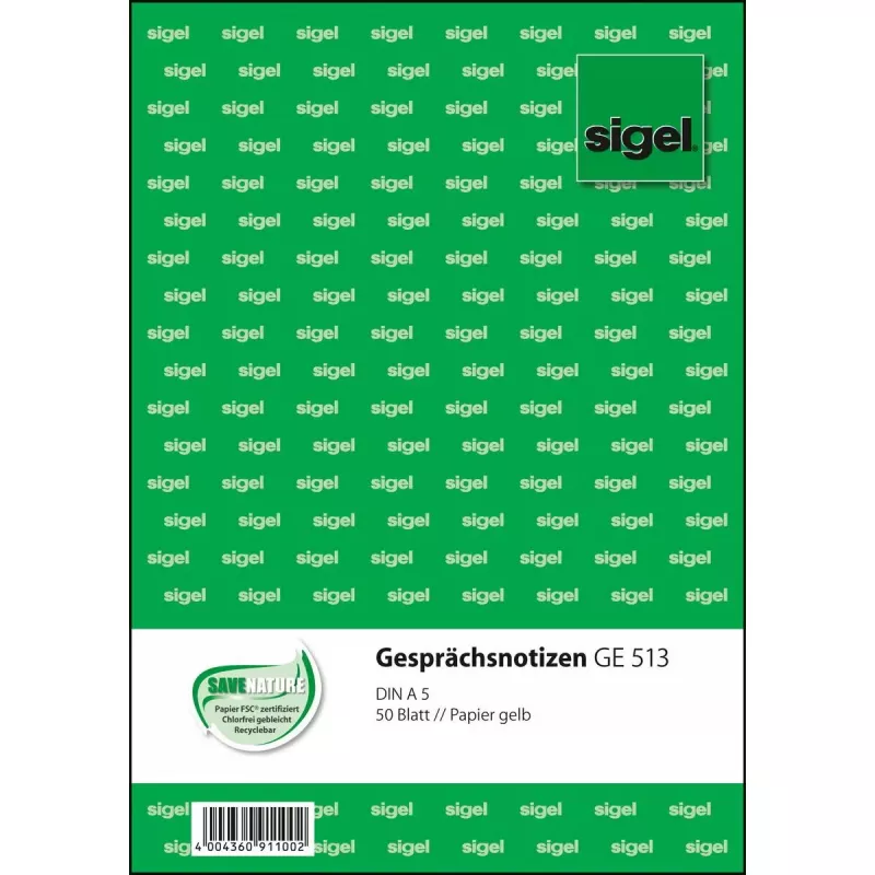 Επαγγελματικό έντυπο Sigel GE513 A5 πράσινο 50 φύλλα