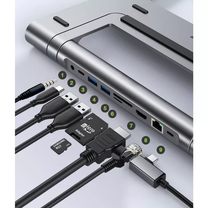 Techly ICA-NTB-DOCK91 Ενσύρματο USB 3.2 Gen 1 (3.1 Gen 1) Type-C ασημί