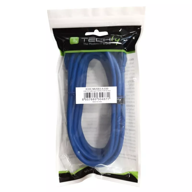 Techly καλώδιο USB 3.0 Superspeed A / Micro B 3m μπλε ICOC MUSB3-A-030