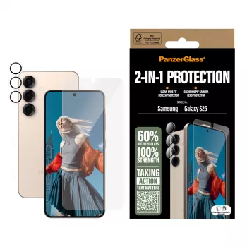 PanzerGlass Πακέτο προστασίας 2 σε 1 Samsung Galaxy S25 ανθεκτικό σε γρατσουνιές και κραδασμούς