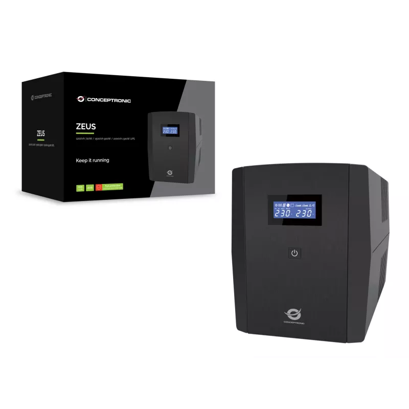 Conceptronic ZEUS03G 1200VA 720W UPS, 4 πρίζες UK, HID-USB, RJ45 είσοδος/έξοδος, AVR