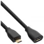 InLine Καλώδιο επέκτασης Micro-USB 2.0, Micro-B αρσενικό/θηλυκό, μαύρο/χρυσό, 2m