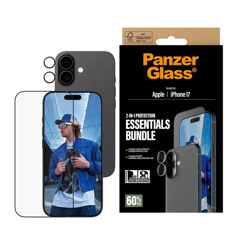 PanzerGlass 2-in-1 Essentials Bundle iPhone 17 ανθεκτικό στις γρατσουνιές ανθεκτικό στους κραδασμούς