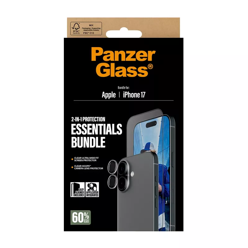 PanzerGlass 2-in-1 Essentials Bundle iPhone 17 ανθεκτικό στις γρατσουνιές ανθεκτικό στους κραδασμούς