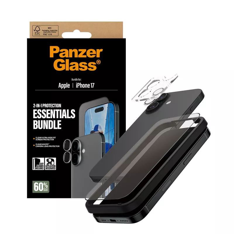 PanzerGlass 2-in-1 Essentials Bundle iPhone 17 ανθεκτικό στις γρατσουνιές ανθεκτικό στους κραδασμούς