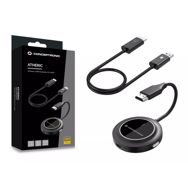Ασύρματο κιτ επέκτασης HDMI CONCEPTRONIC ATHERIC02B – Dongle, HDMI/USB, 1080p (1920x1080), τροφοδοσία USB