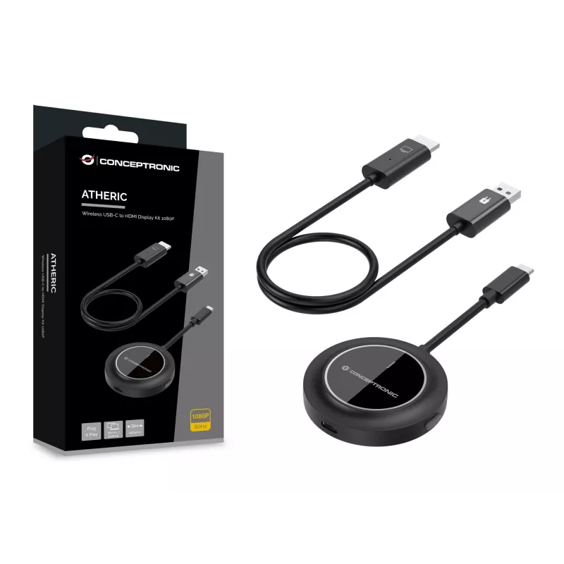Conceptronic ATHERIC01B Ασύρματο κιτ οθόνης USB-C σε HDMI 1080P
