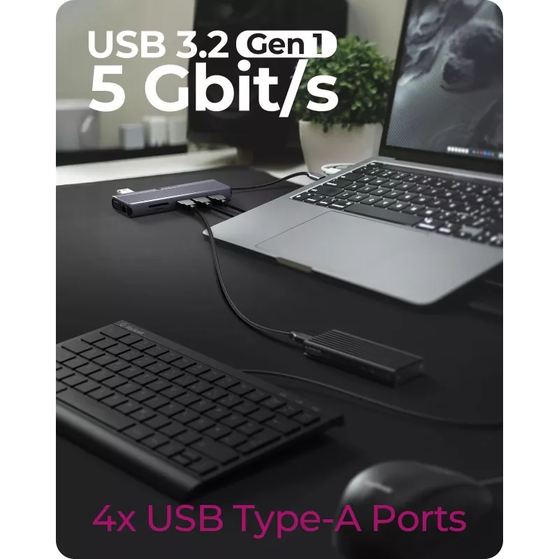 ICY BOX IB-DK4062-CPD Ενσύρματο USB 3.2 Gen 1 (3.1 Gen 1) Type-C Ανθρακί