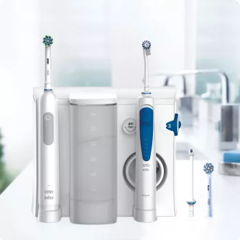 Oral-B Idropulsore Health Center Ενήλικες περιστρεφόμενη-παλινδρομική οδοντόβουρτσα Μπλε, Λευκό